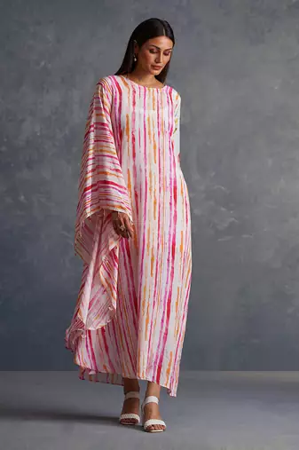 Blossom Pink Assymetrical Stripes Dress
