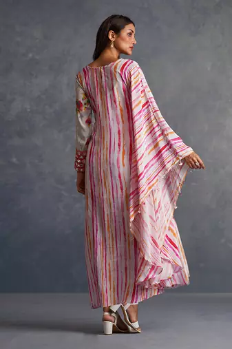 Blossom Pink Assymetrical Stripes Dress