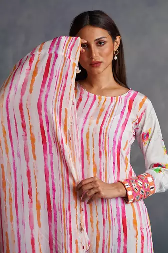 Blossom Pink Assymetrical Stripes Dress