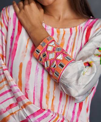 Blossom Pink Assymetrical Stripes Dress 6