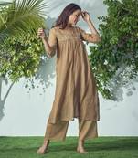 Baarik Warm Tan Kurta Set