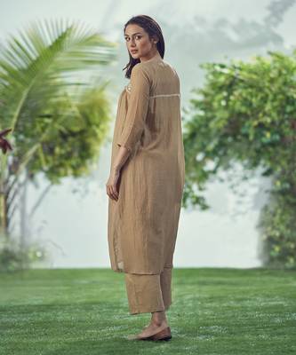 Baarik Warm Tan Kurta Set 2
