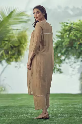 Baarik Warm Tan Kurta Set