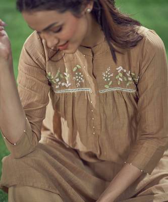 Baarik Warm Tan Kurta Set 5