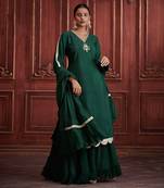 Rang Bottle Green Sharara Set