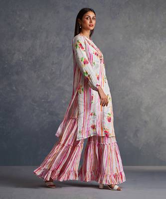 Blossomm White Stripes Sharara Set 2