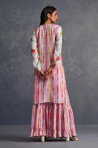 Blossomm White Stripes Sharara Set