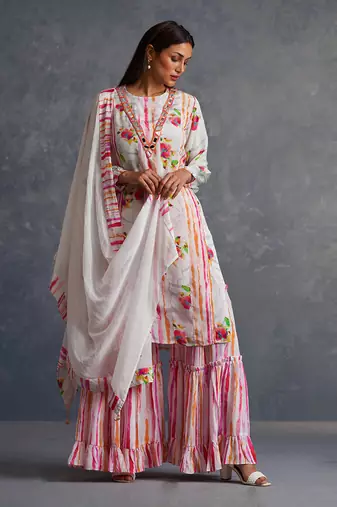 Blossomm White Stripes Sharara Set
