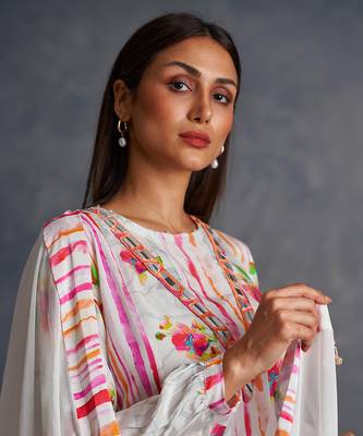 Blossomm White Stripes Sharara Set 5
