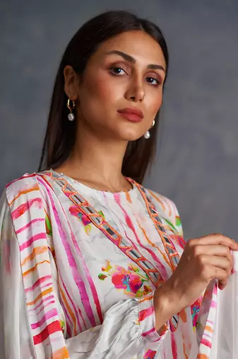 Blossomm White Stripes Sharara Set
