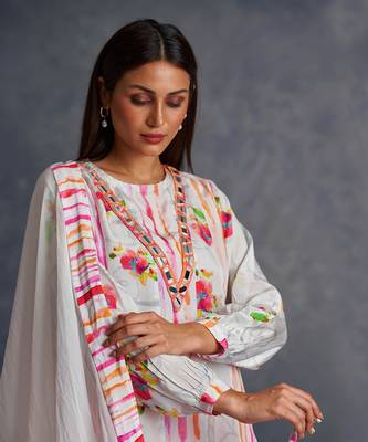 Blossomm White Stripes Sharara Set 6