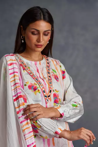 Blossomm White Stripes Sharara Set