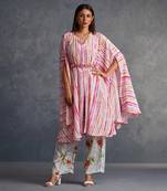 Blossomm Pink Stripes Flared Kurta Set