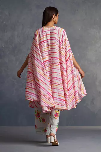Blossomm Pink Stripes Flared Kurta Set