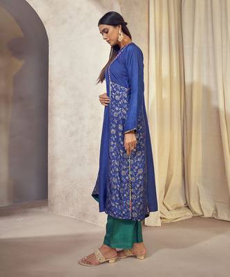 Tehzeeb Blue Paneled Kurta Set 6