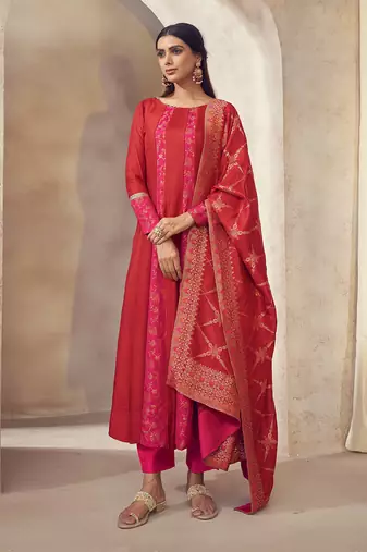 Tehzeeb Red Anarkali Set