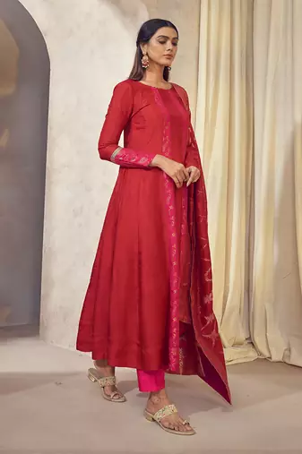 Tehzeeb Red Anarkali Set