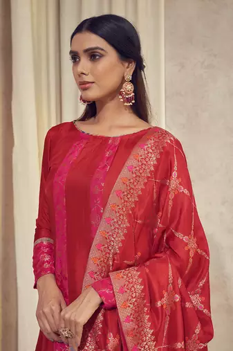 Tehzeeb Red Anarkali Set
