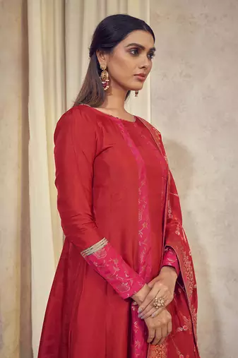 Tehzeeb Red Anarkali Set