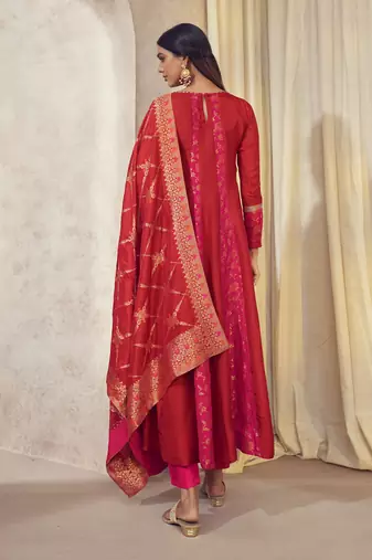 Tehzeeb Red Anarkali Set