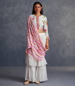 Blossom White Palazzo Saree