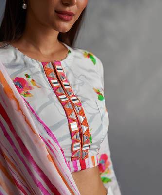 Blossom White Palazzo Saree 4