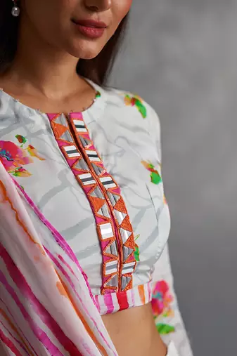 Blossom White Palazzo Saree