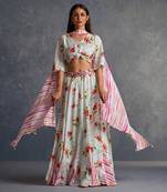 Blossomm White Floral Lehenga Set