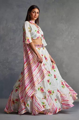 Blossomm White Floral Lehenga Set