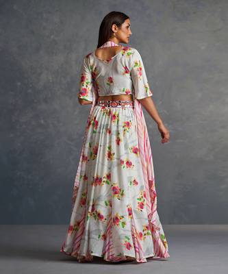 Blossomm White Floral Lehenga Set 3