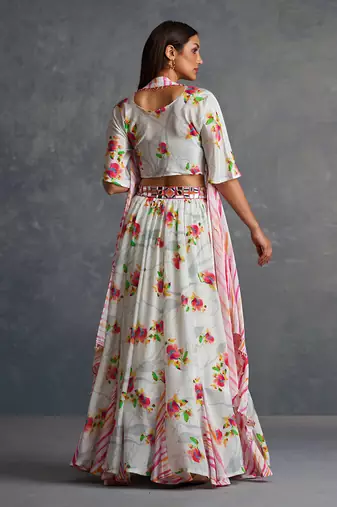 Blossomm White Floral Lehenga Set
