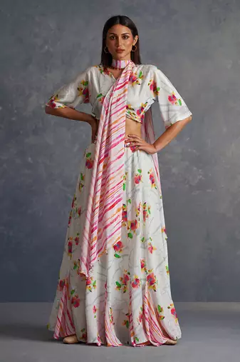 Blossomm White Floral Lehenga Set