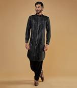 Black Lucknowi Kurta Set