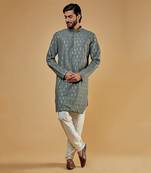 Grey Lucknowi Kurta Set