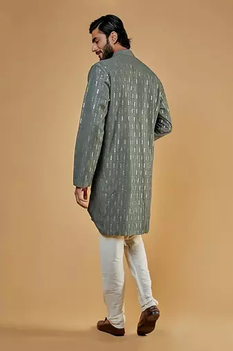 Grey Lucknowi Kurta Set