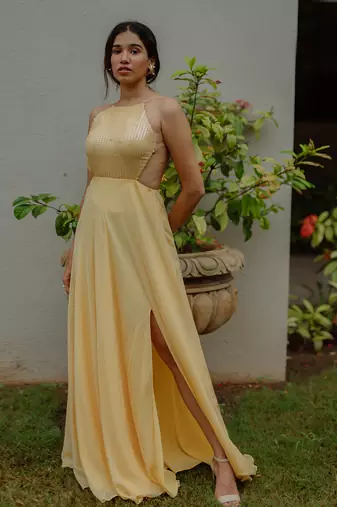 Sage Powder Yellow  Gown
