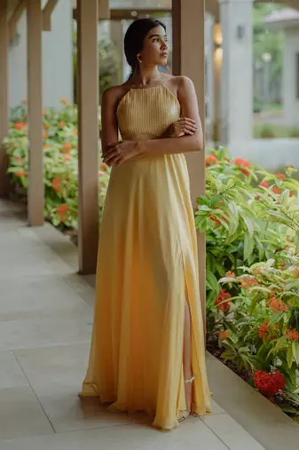 Sage Powder Yellow  Gown