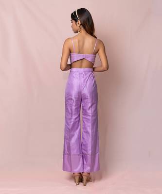 Adeena Lavender Silk Broad Pants And Top With Dupatta 2
