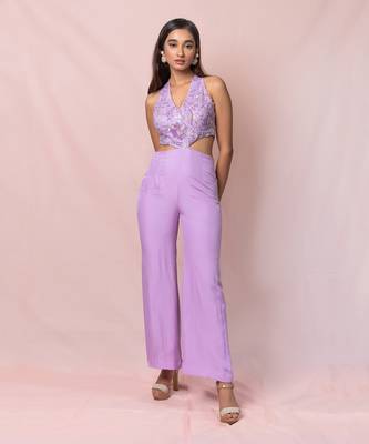 Juliette Lavender Flat Chiffon Jumpsuit 1