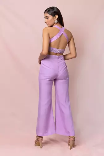 Juliette Lavender Flat Chiffon Jumpsuit