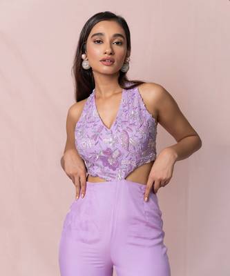 Juliette Lavender Flat Chiffon Jumpsuit 4