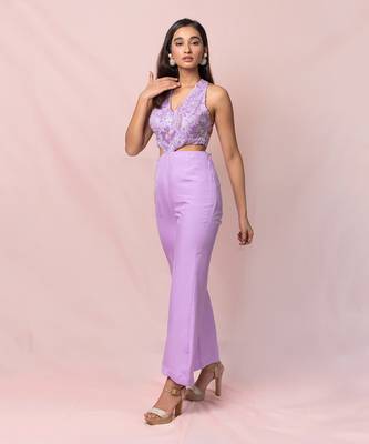 Juliette Lavender Flat Chiffon Jumpsuit 5