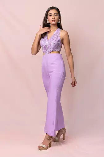 Juliette Lavender Flat Chiffon Jumpsuit