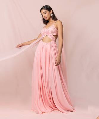 Evette Soft Pink Georgette Gown 1