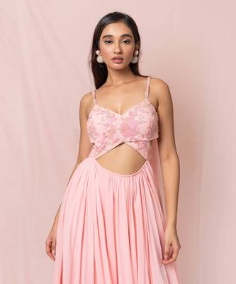 Evette Soft Pink Georgette Gown 2