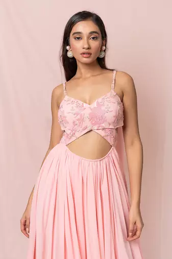 Evette Soft Pink Georgette Gown