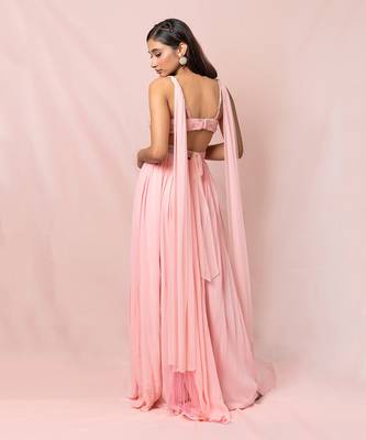 Evette Soft Pink Georgette Gown 3