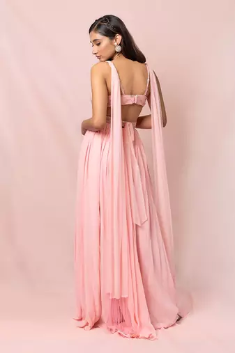 Evette Soft Pink Georgette Gown