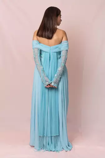Liliane Sky Blue Off Shoulder Gown