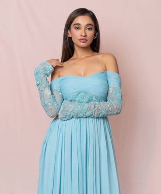Liliane Sky Blue Off Shoulder Gown 3